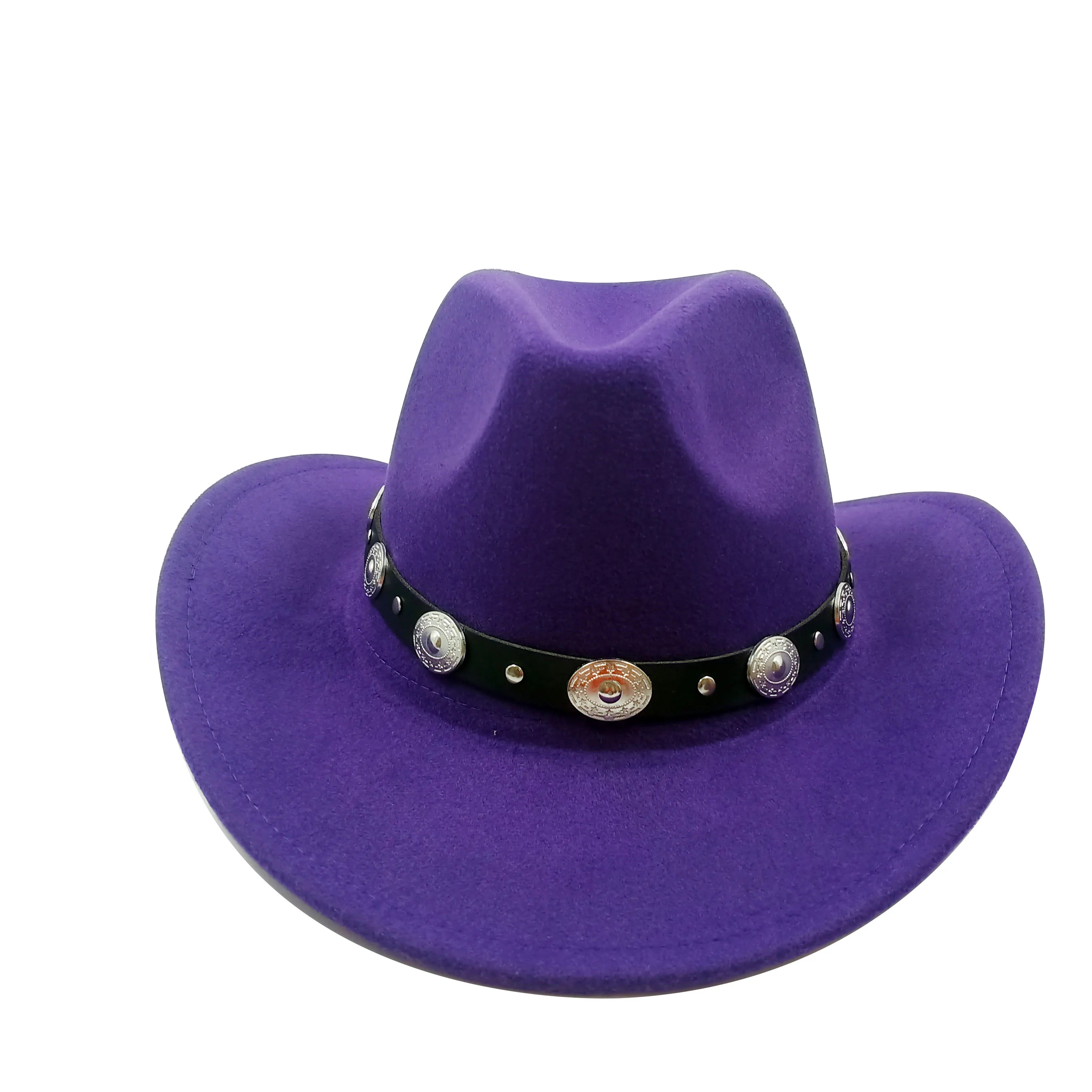 Cowboyhatt i filt med tjurhuvud, enfärgad