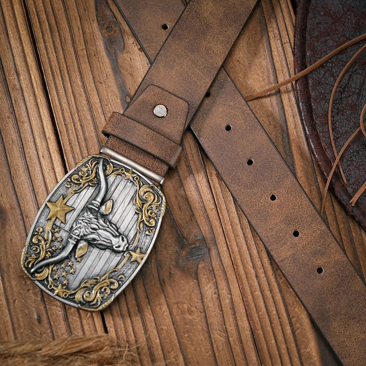Blommigt cowboybälte i PU, denimstil
