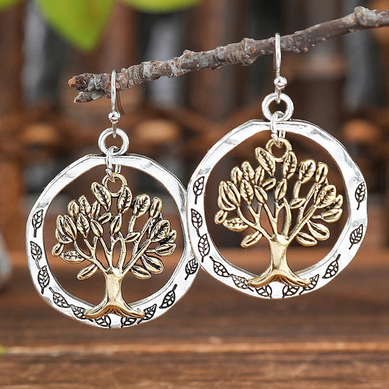 Blommiga örhängen i silver, boho