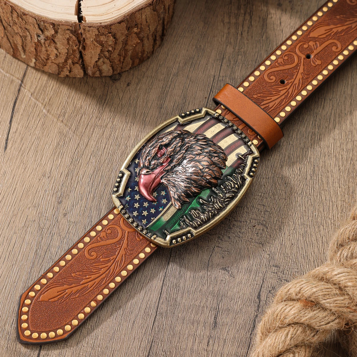 Cowboybälte i PU-läder, präglat