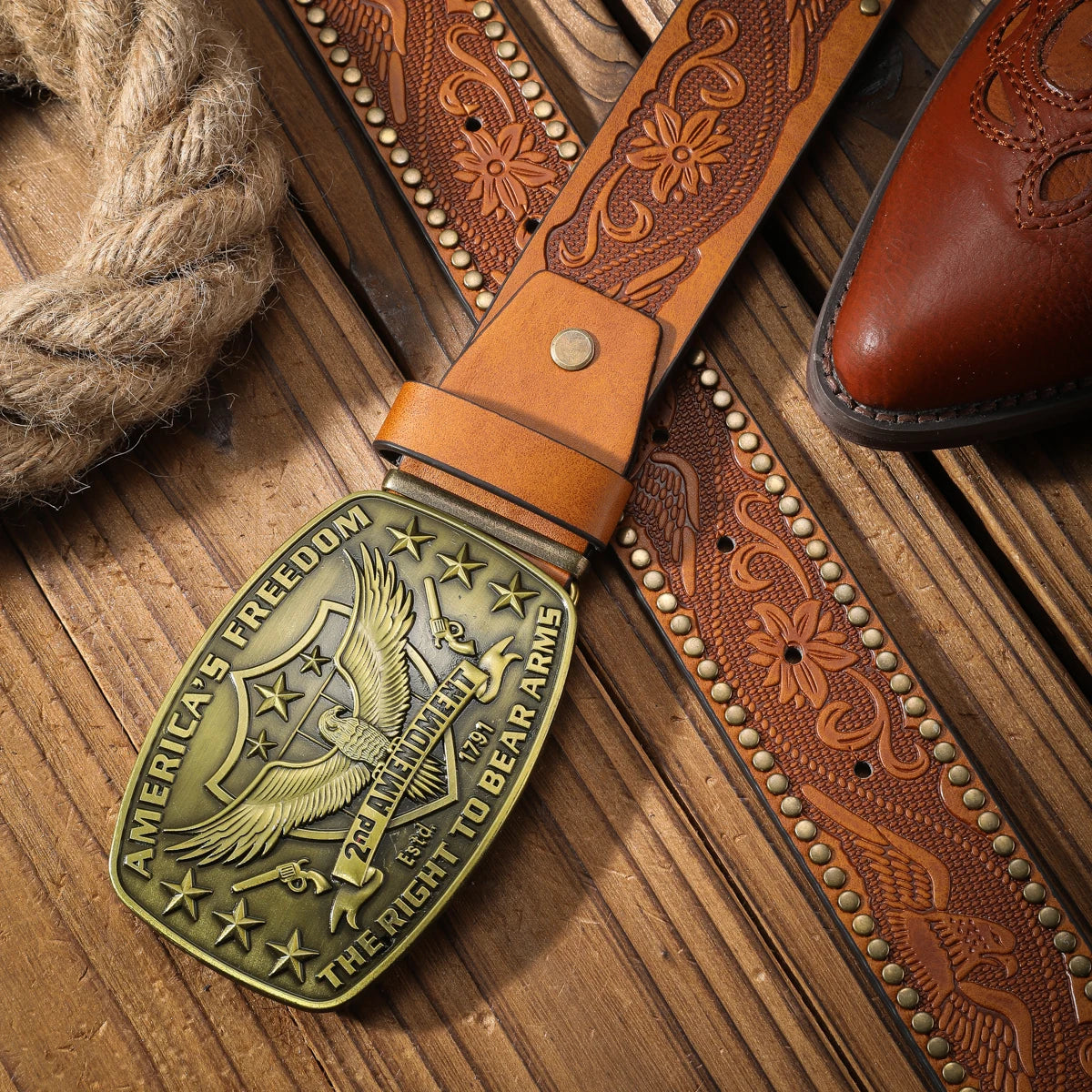 Cowboybälte i denim med plåtspänne