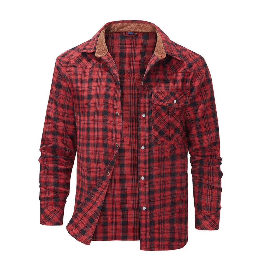 Western flanellskjorta med tryckknappar, herr