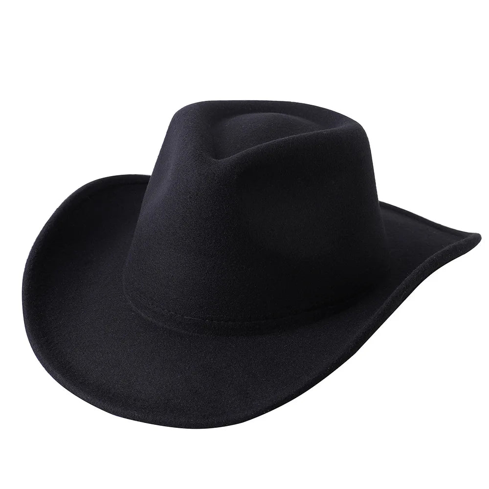 Cowboyhatt i filt med tjurhuvud, enfärgad