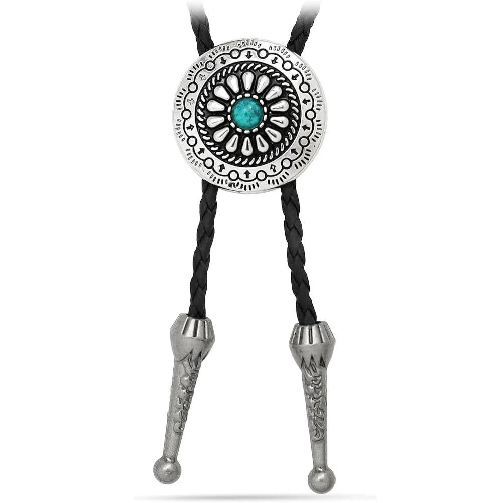Bolo tie med tjurhuvud i läderrep
