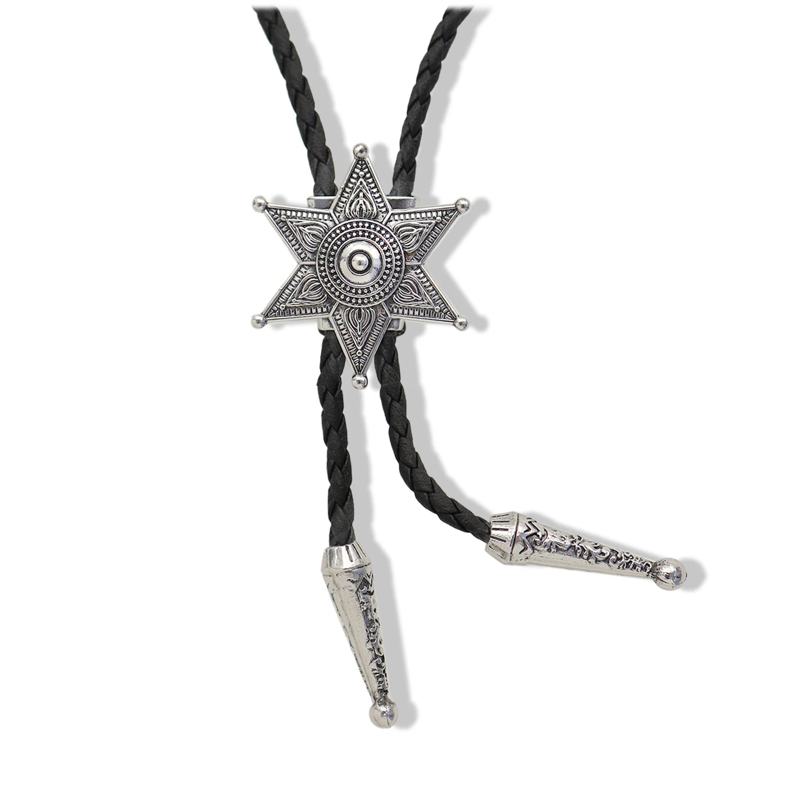 Bolo tie med tjurhuvud i läderrep