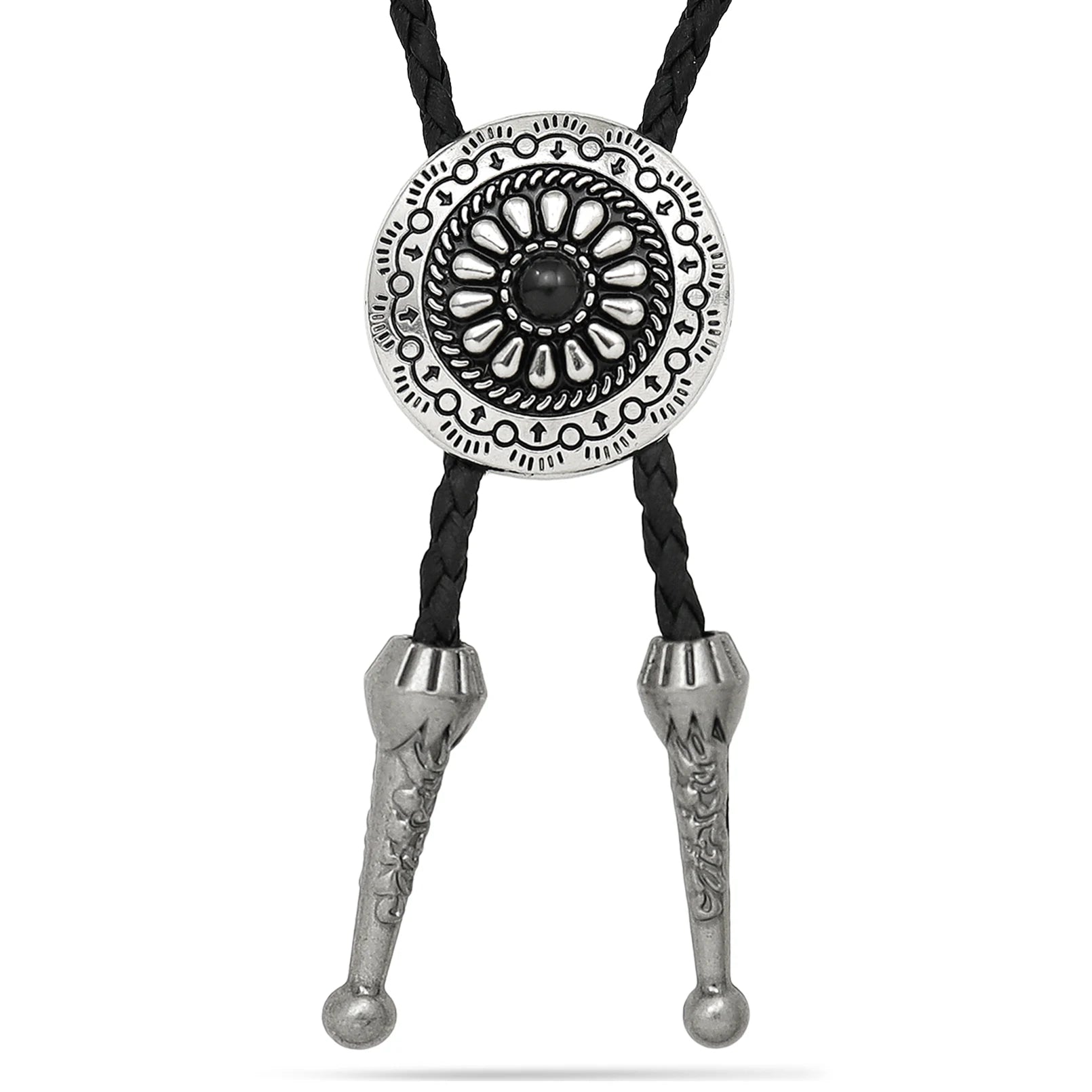 Bolo tie med tjurhuvud i läderrep