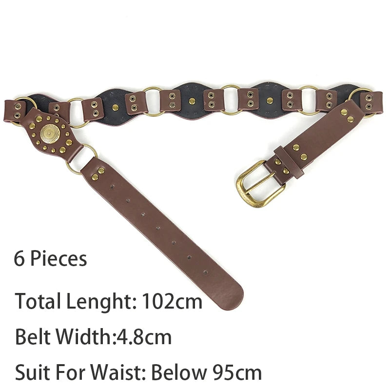 Cowboybälte med nitar, brun (vintage)