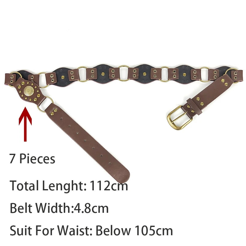 Cowboybälte med nitar, brun (vintage)