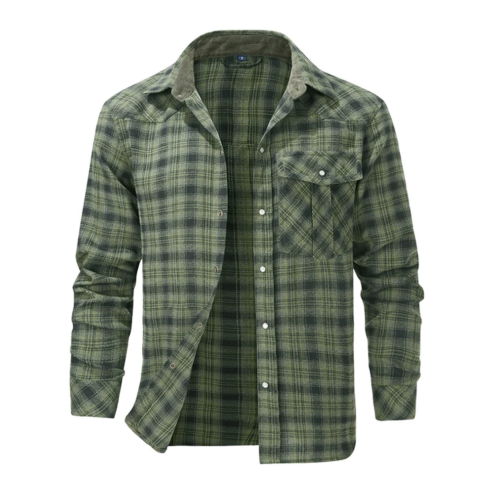 Western flanellskjorta med tryckknappar, herr