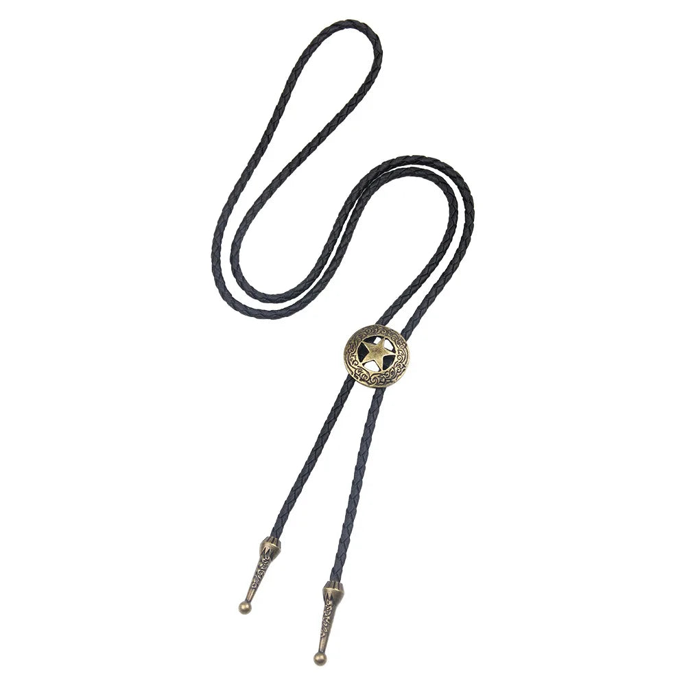 Bolo tie i konstläder med tjurhuvud