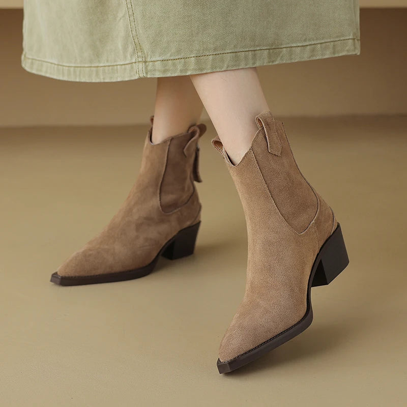 Cowboyboots med dragkedja, dam (ankelhöga)