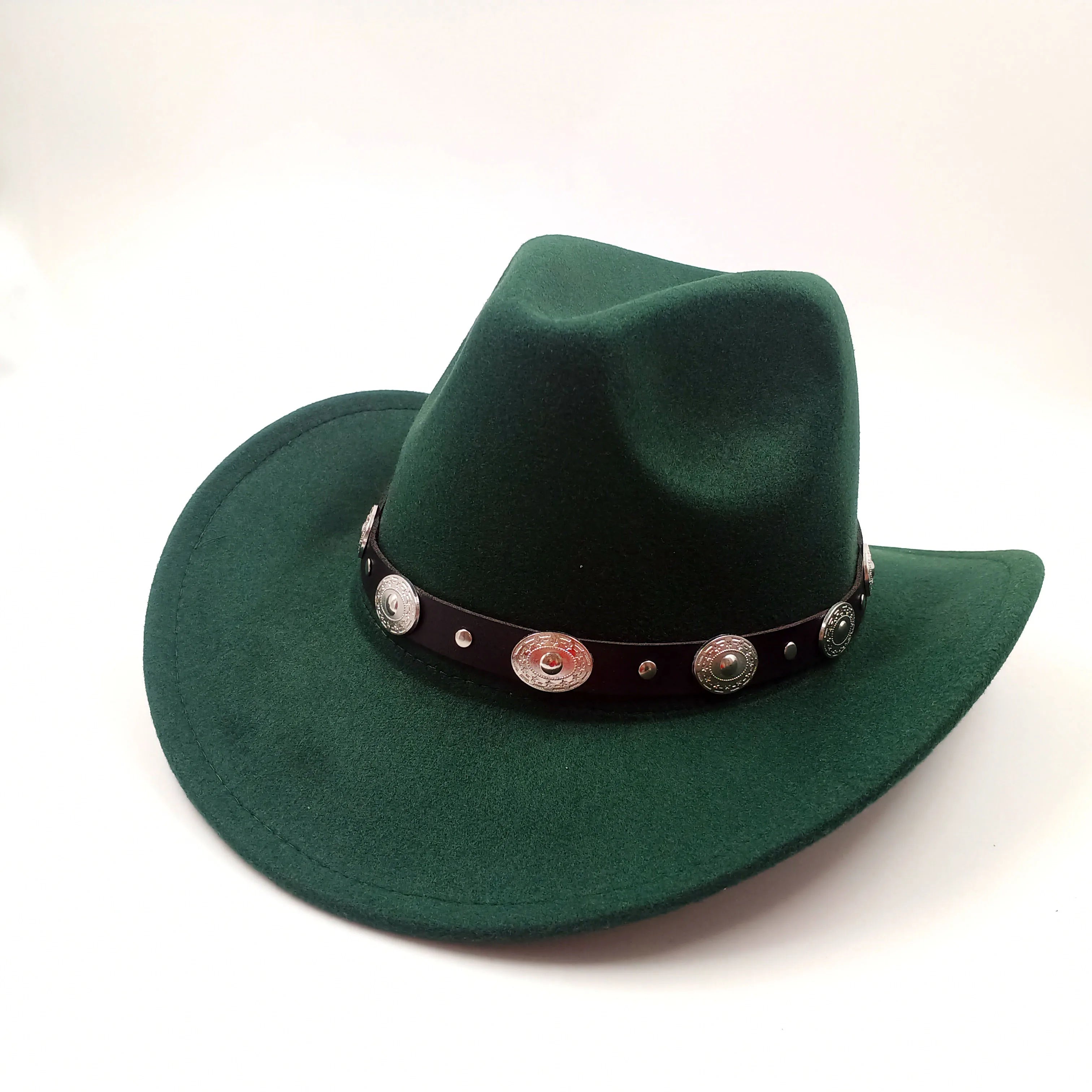 Cowboyhatt i filt med tjurhuvud, enfärgad