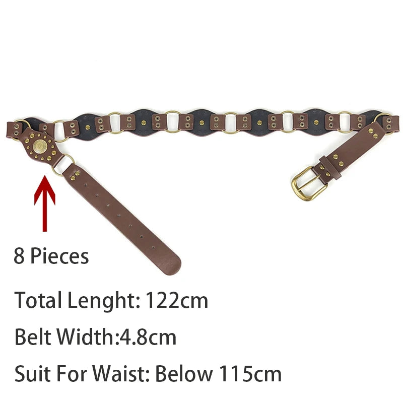 Cowboybälte med nitar, brun (vintage)