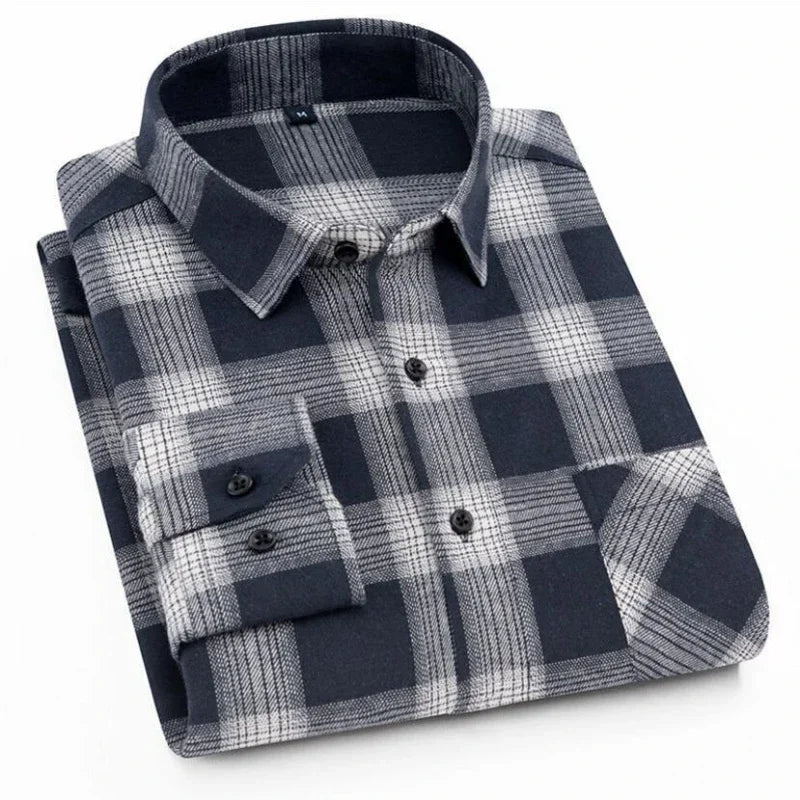 Rutig flanellskjorta i bomull, herr (XS–5XL)