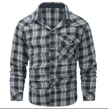 Western flanellskjorta med tryckknappar, herr