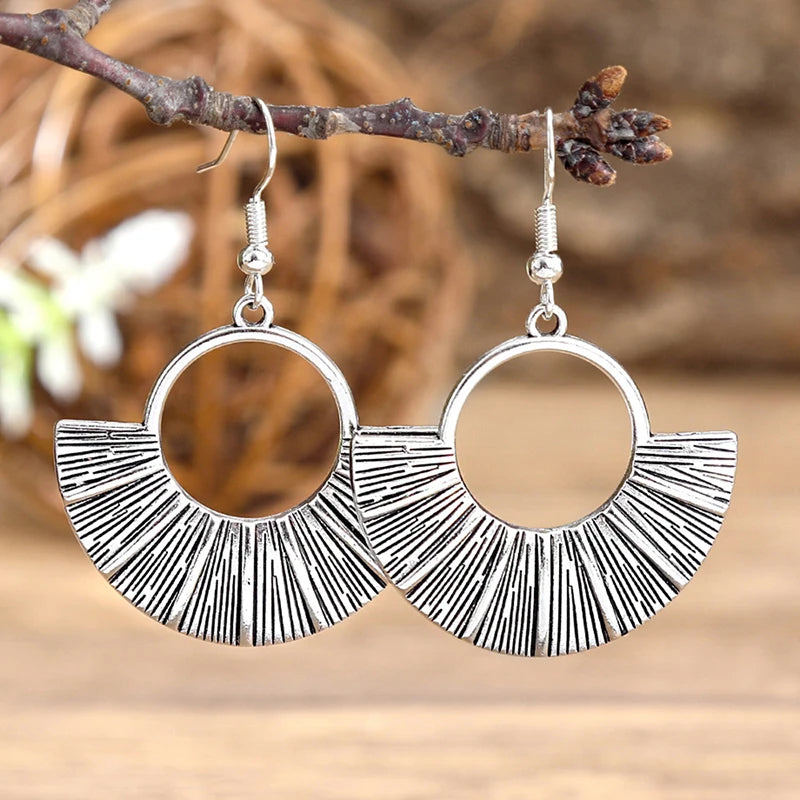 Blommiga örhängen i silver, boho
