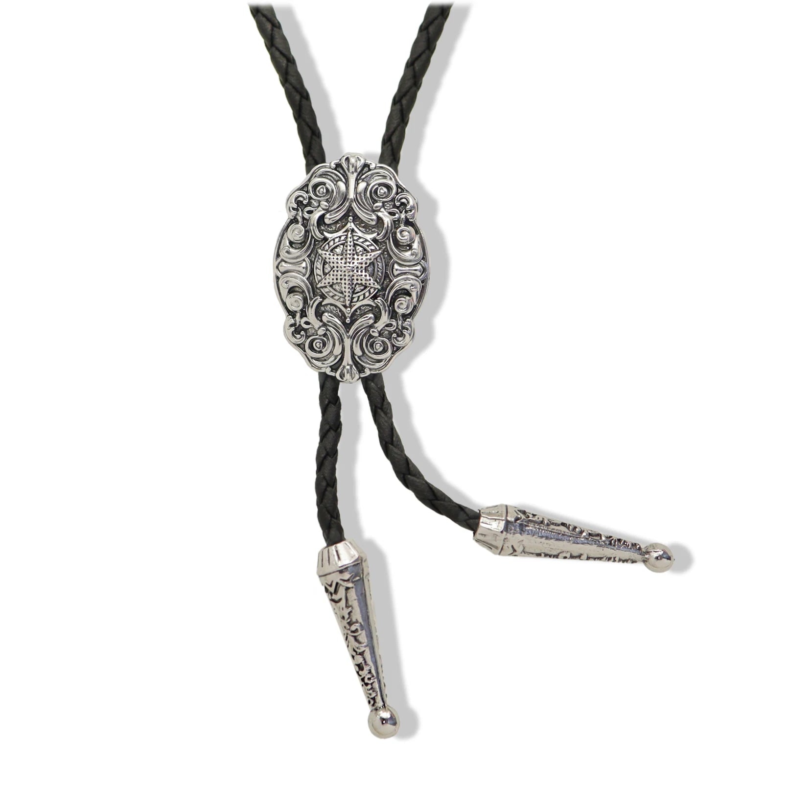 Bolo tie med tjurhuvud i läderrep