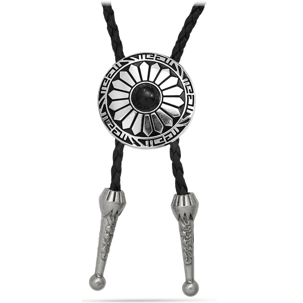 Bolo tie med tjurhuvud i läderrep