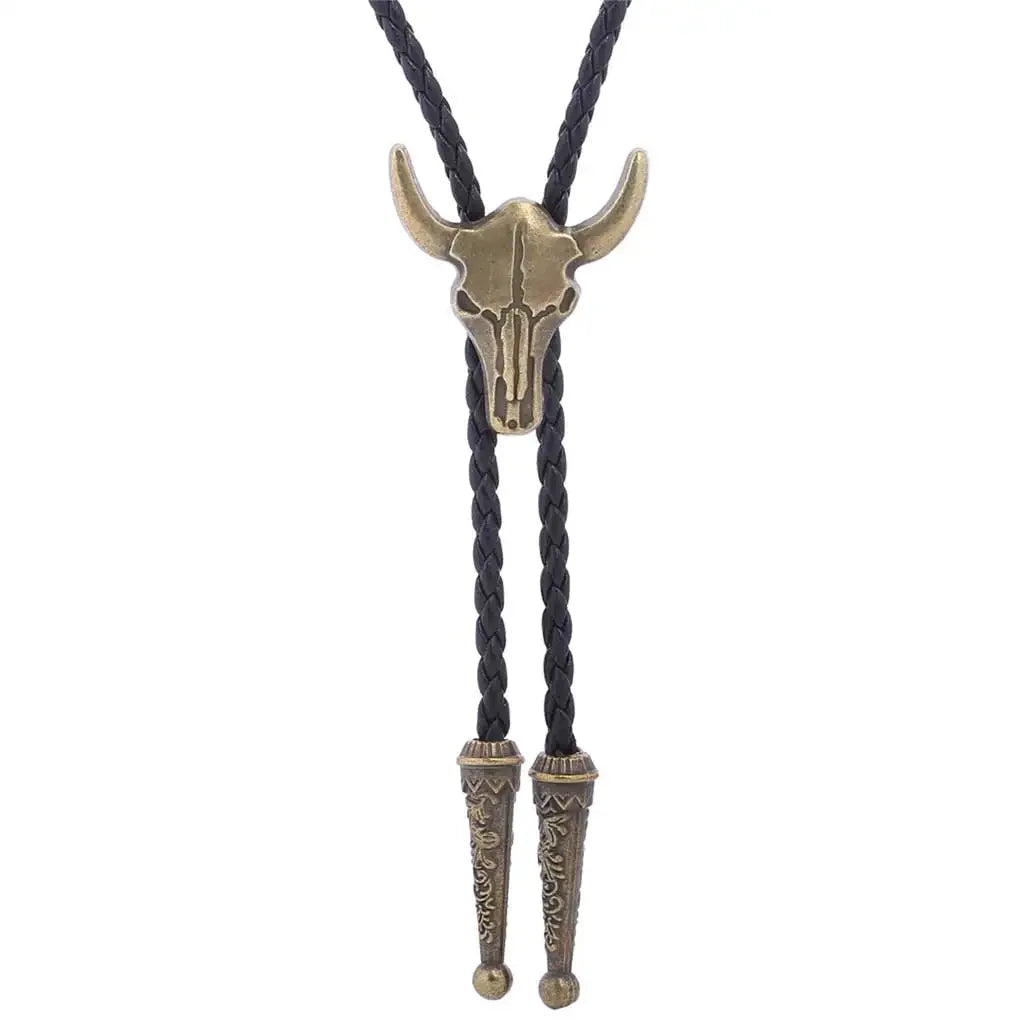Bolo tie med tjurhuvud, guld (justerbar)