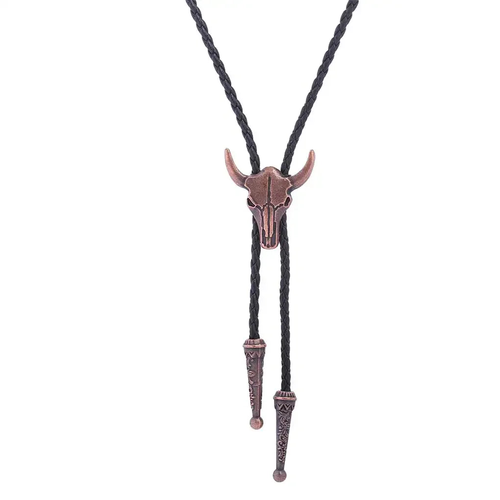 Bolo tie med tjurhuvud, guld (justerbar)