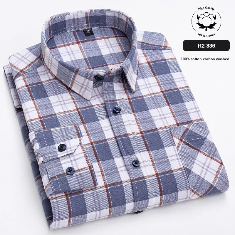 Rutig flanellskjorta i bomull, herr (XS–5XL)
