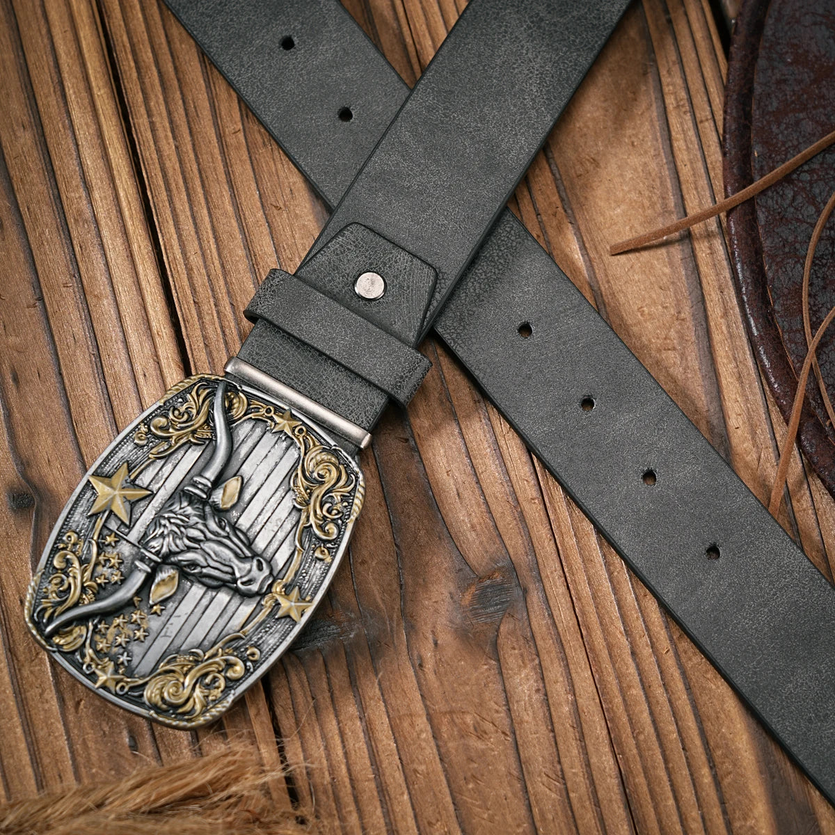 Blommigt cowboybälte i PU, denimstil