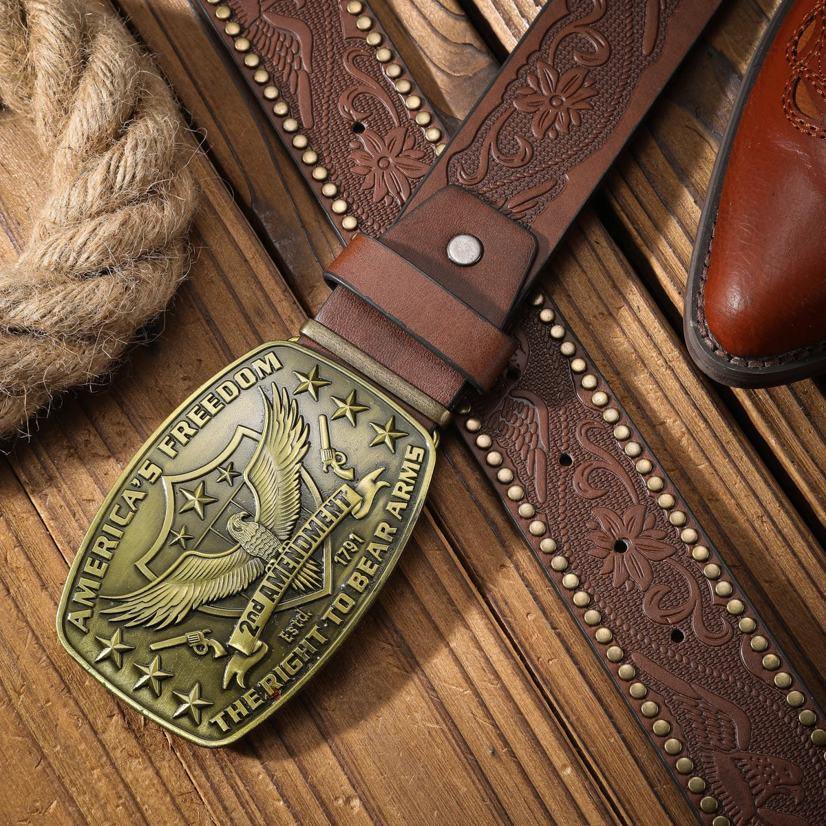 Cowboybälte i denim med plåtspänne