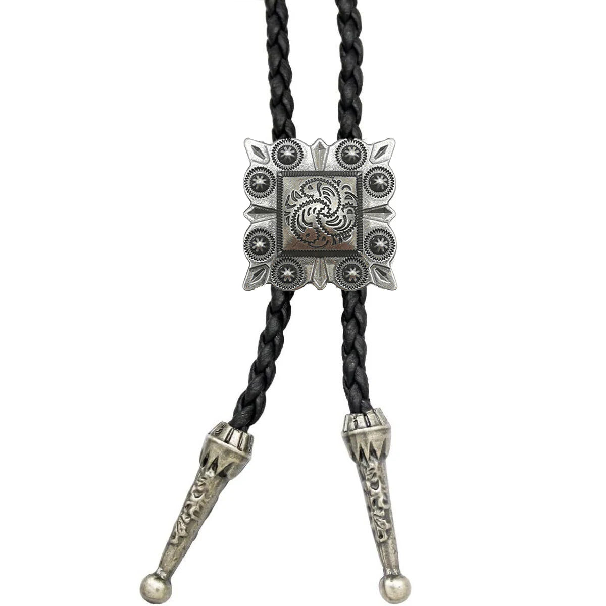 Bolo tie med tjurhuvud i läderrep