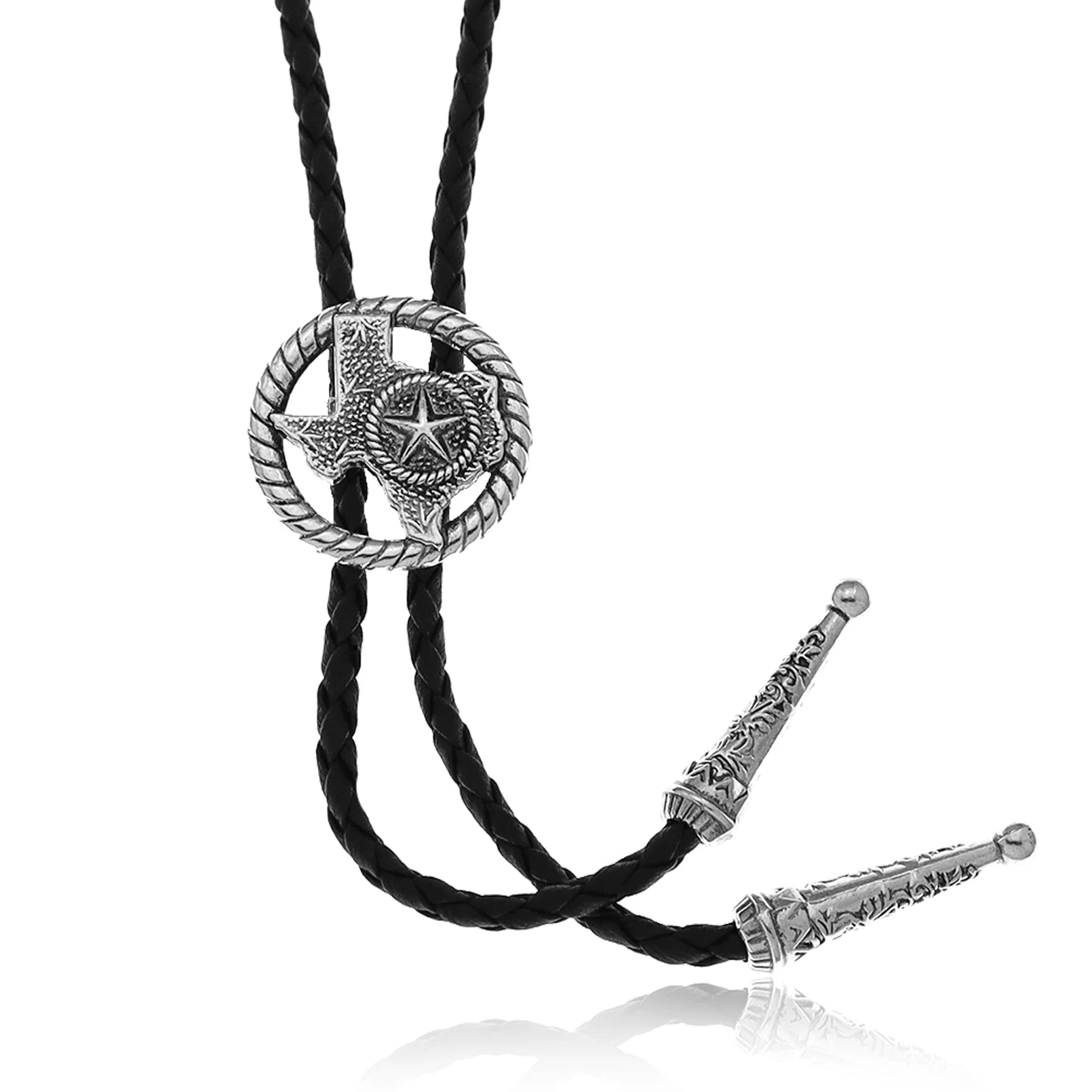 Bolo tie med tjurhuvud i läderrep