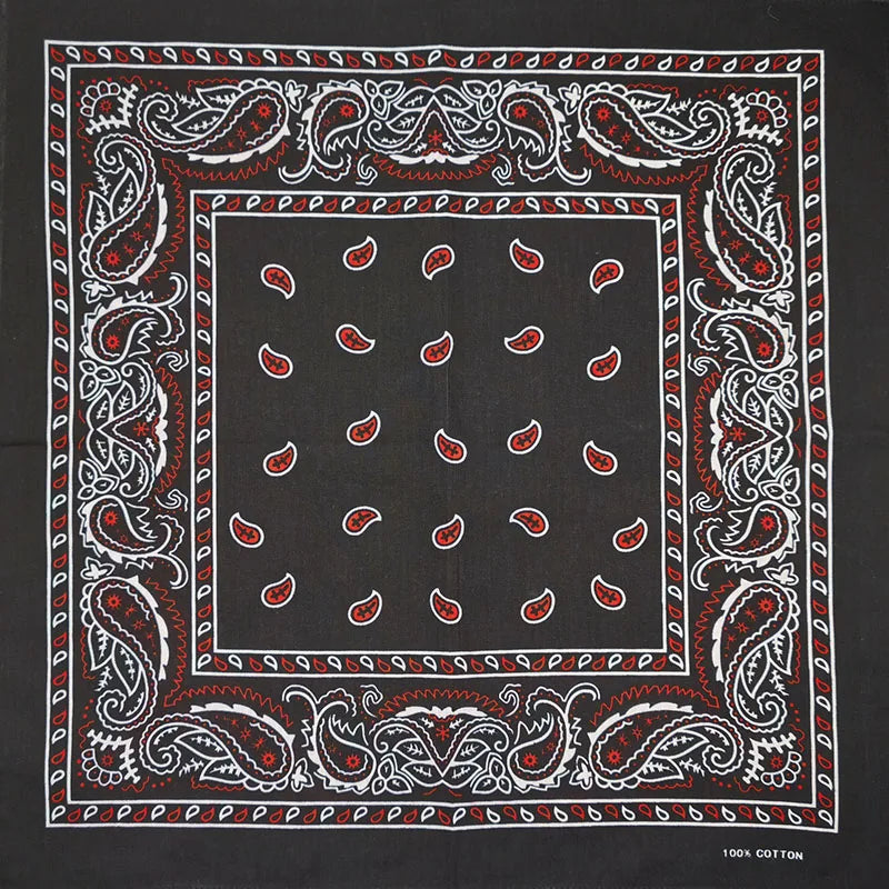 Paisley bandana, svart/röd batik