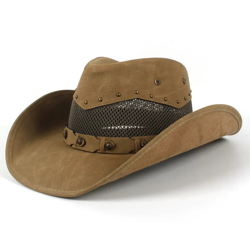 Western hög hatt i läder, retro