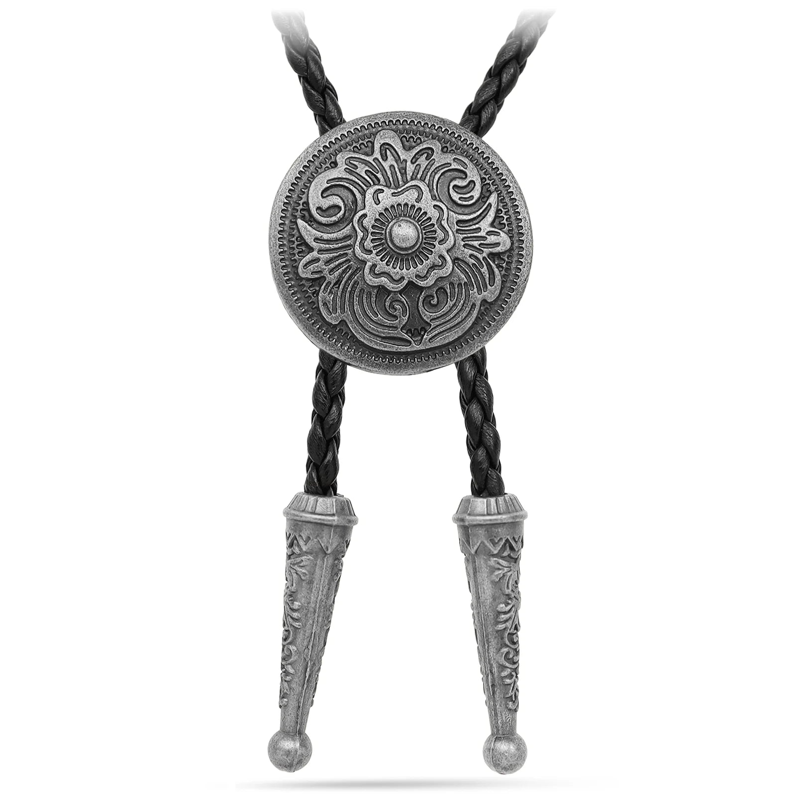 Bolo tie med tjurhuvud i läderrep