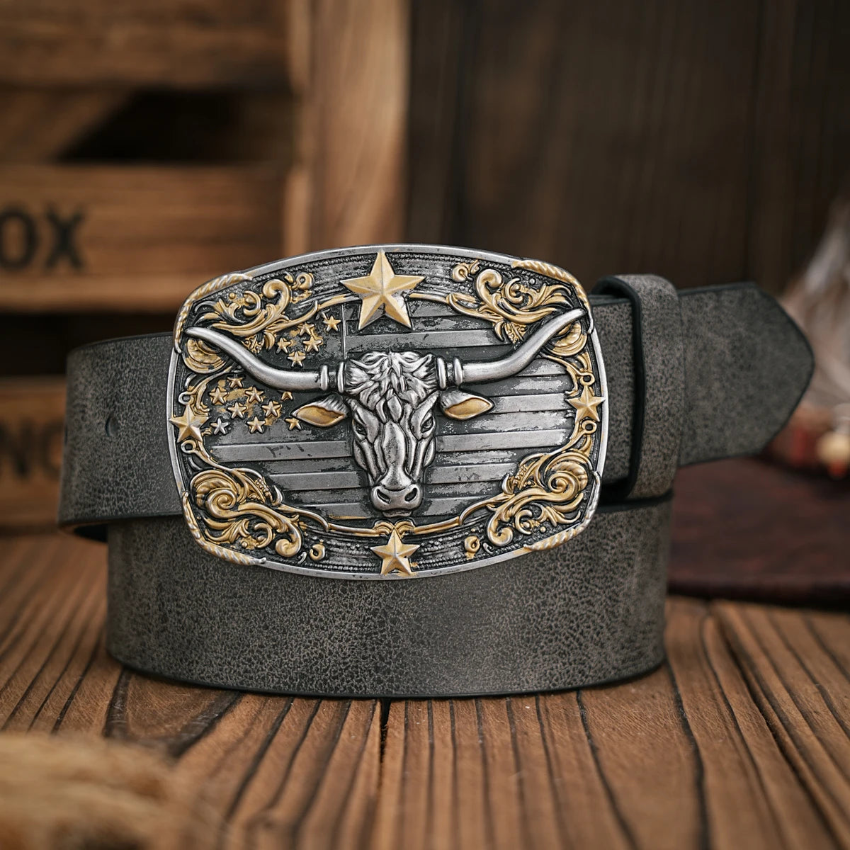 Blommigt cowboybälte i PU, denimstil