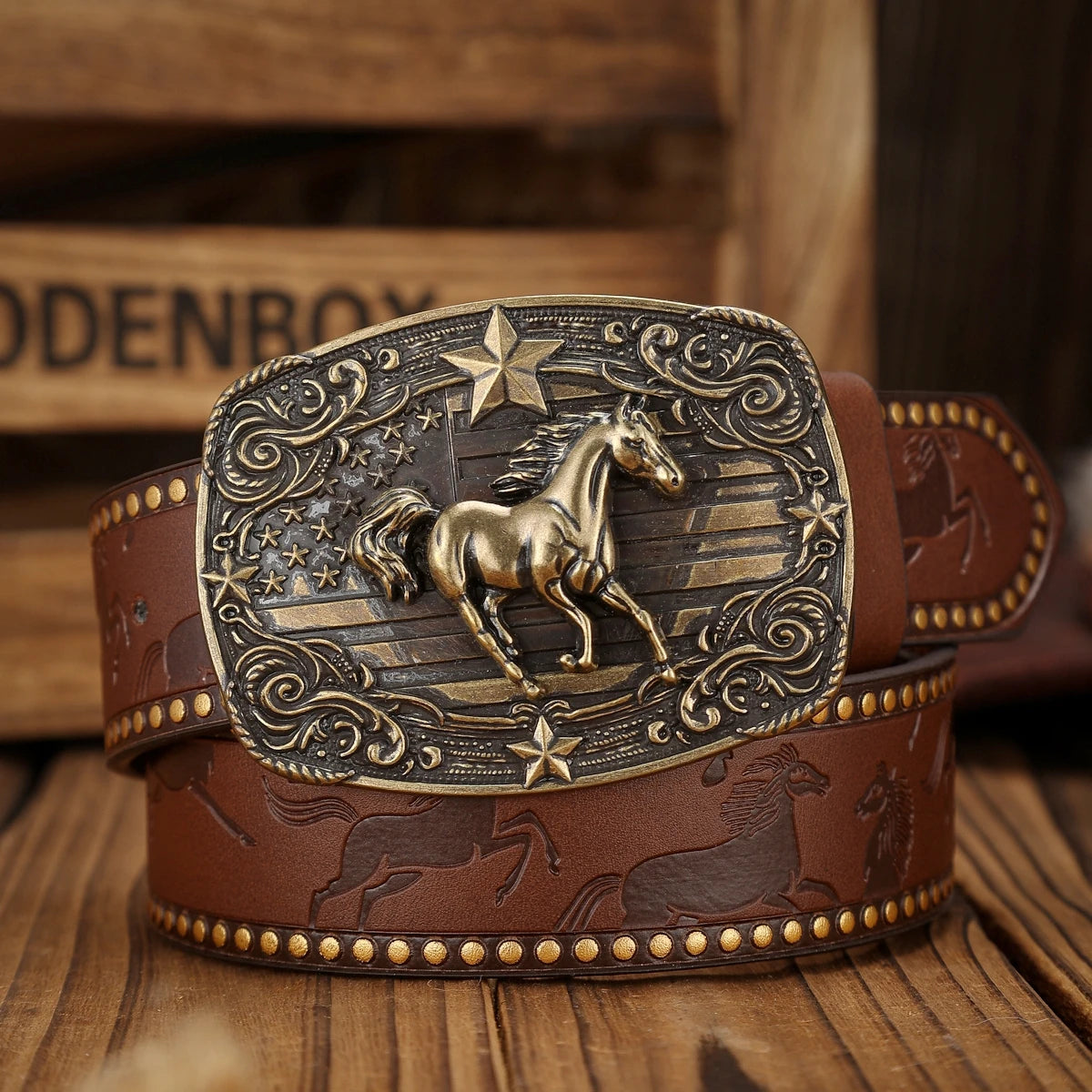 Cowboybälte i PU med dekorativt spänne