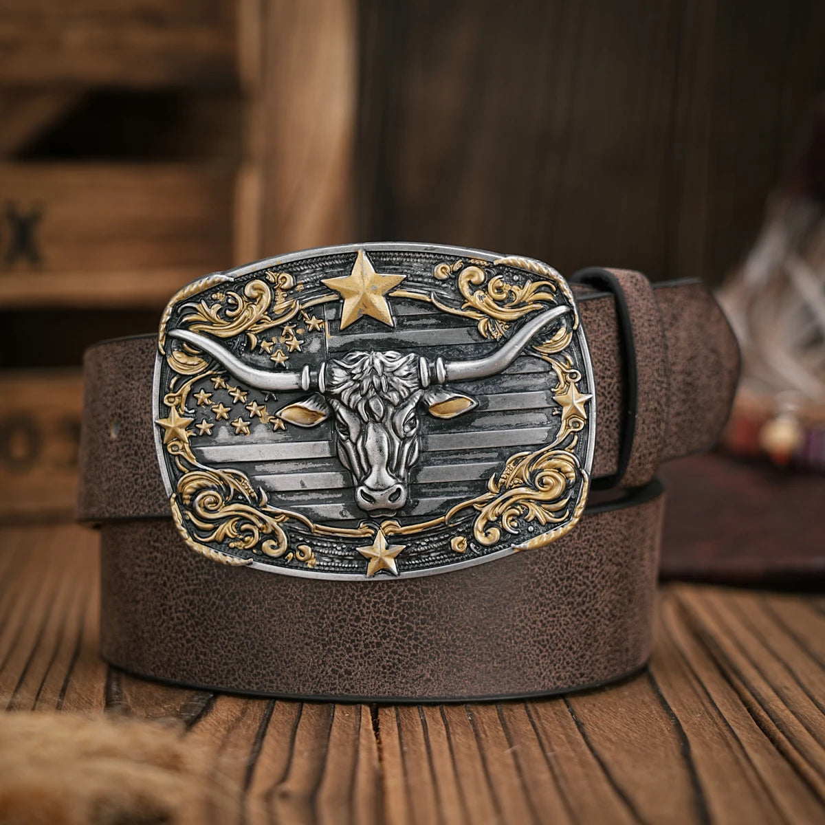 Blommigt cowboybälte i PU, denimstil