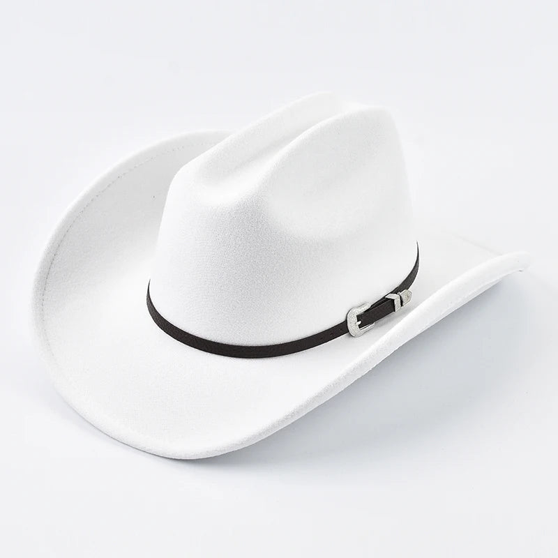 Cowboyhatt med läderband, brett brätte