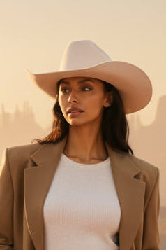 Cowboyhatt i ullfilt, brett brätte