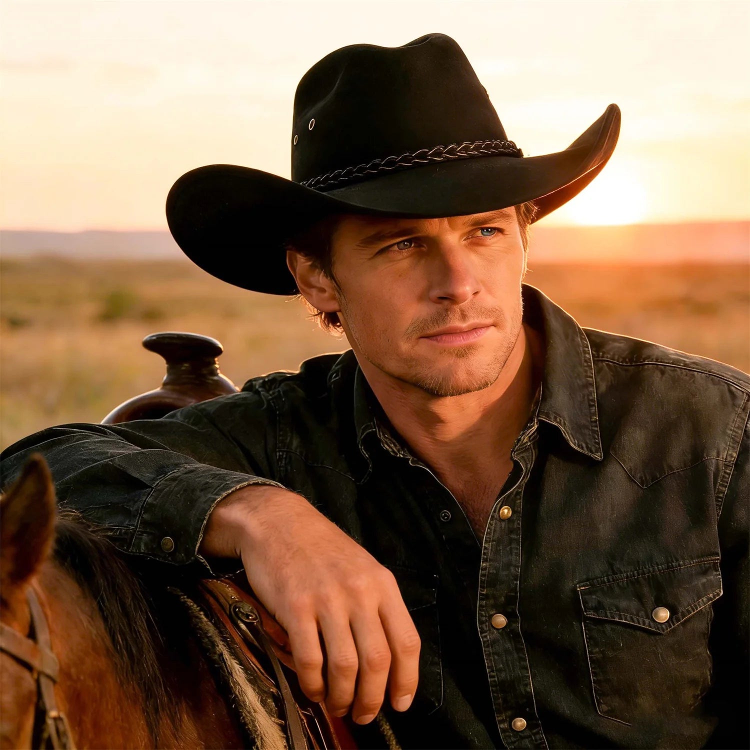 Cowboyhatt i mockakänsla, denim