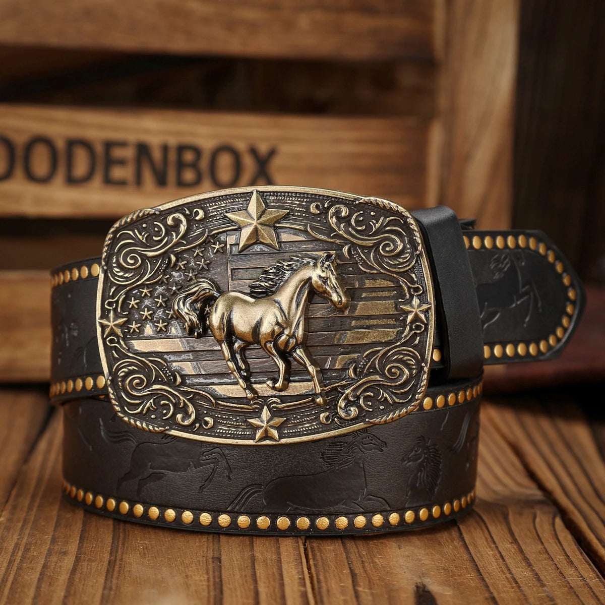 Cowboybälte i PU med dekorativt spänne