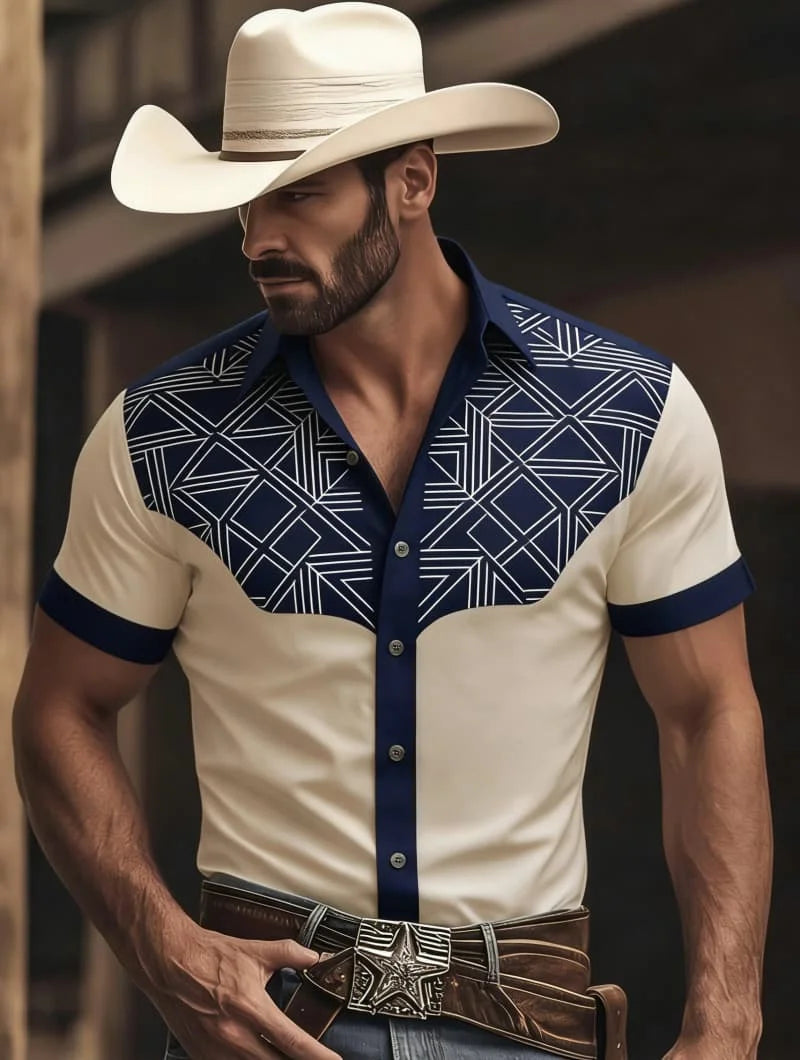 Western kortärmad cowboyskjorta, herr