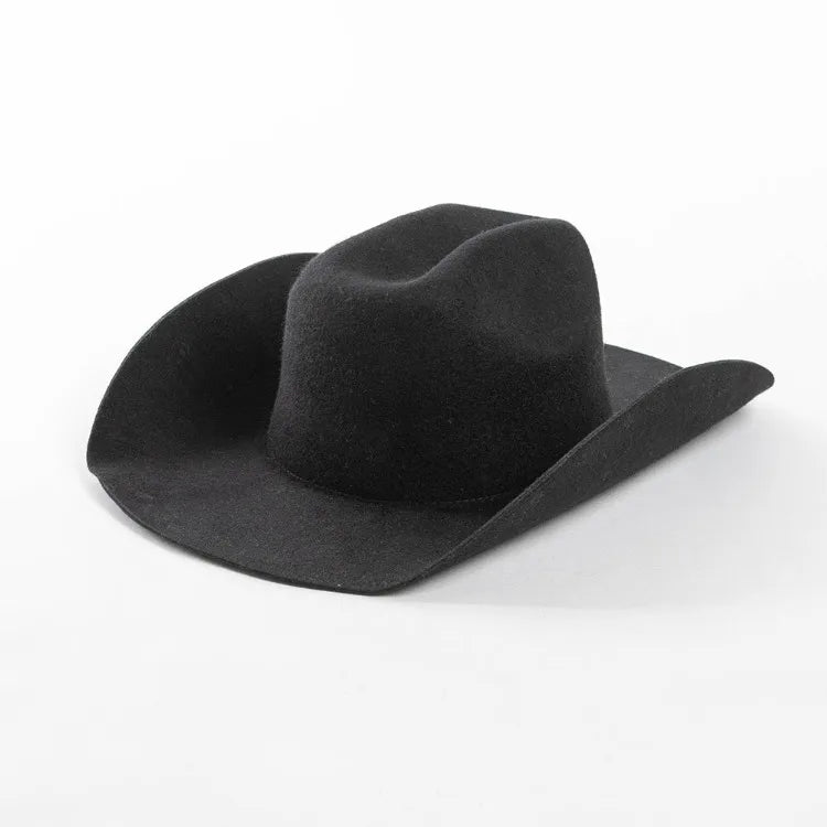 Cowboyhatt i ullfilt, brett brätte