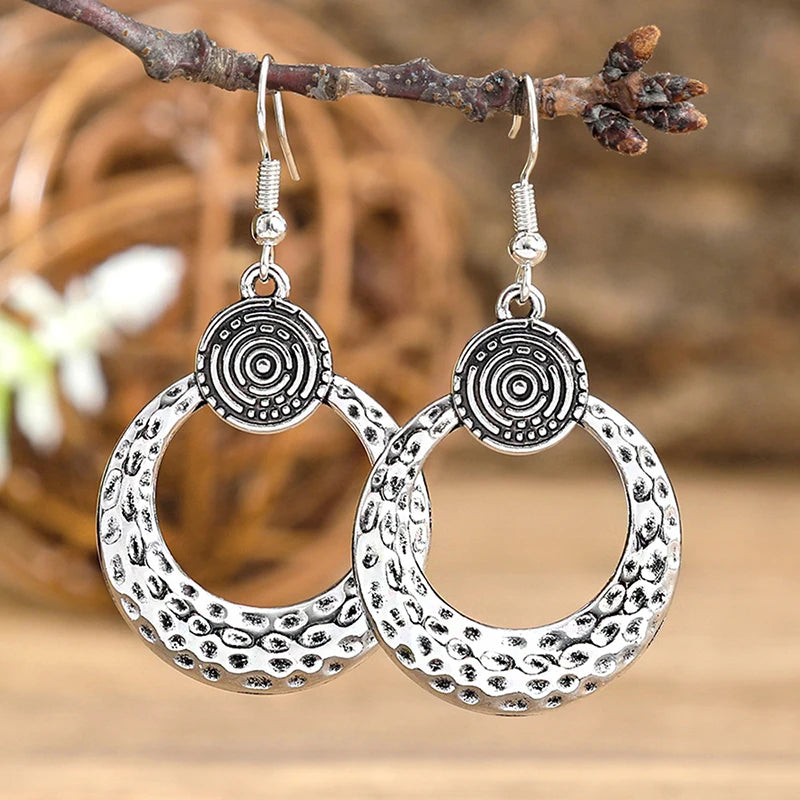 Blommiga örhängen i silver, boho